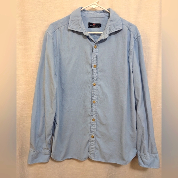 Men's Vineyard Vines baby blue corduroy button down casual shirt size L - Picture 1 of 5